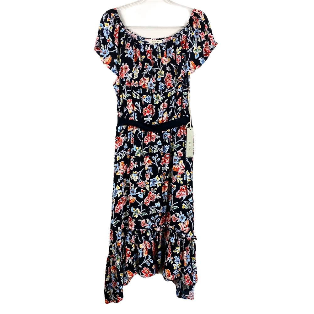Love In Off- Shoulder Multi Floral Long Dress